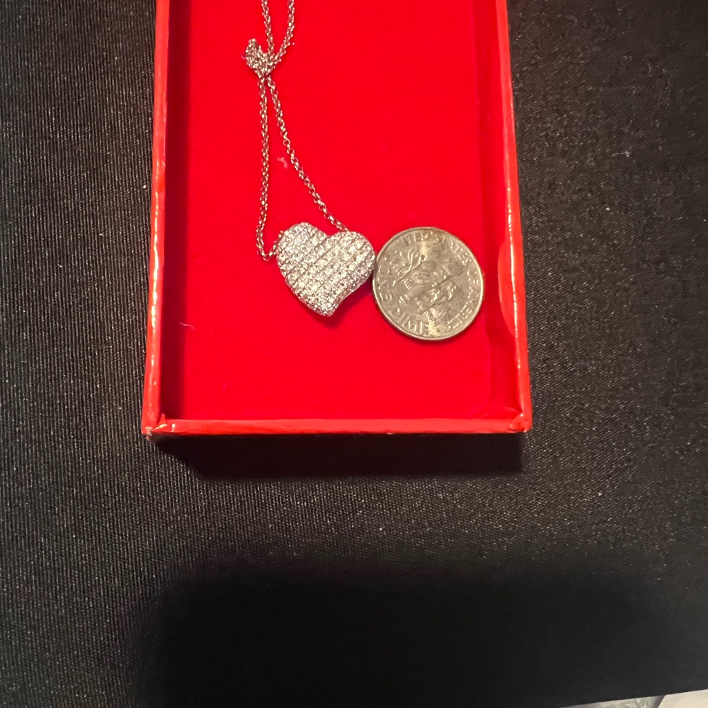 Tourneau Diamond Heart Necklace 18k White Gold